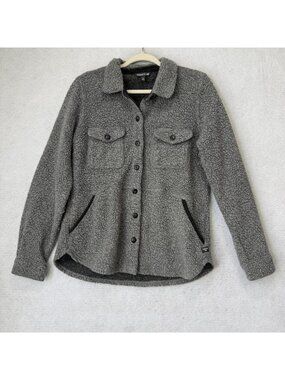 Toad&Co Jacket Womens Medium Gray Wool Sherpa Shirt Jac Button Pockets Fleece